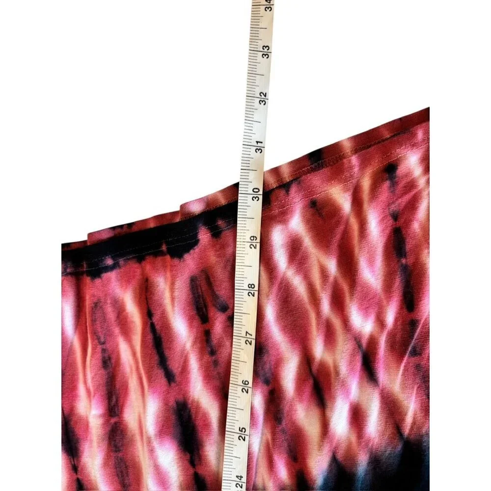 Chatoyant Women's Black long-sleeve Dress with Pink Tie-dye Detailing